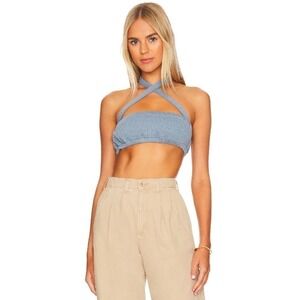 Revolve WeWoreWhat Women's Summer Casual Halter Neck Tie Top Sz S Storm NWT